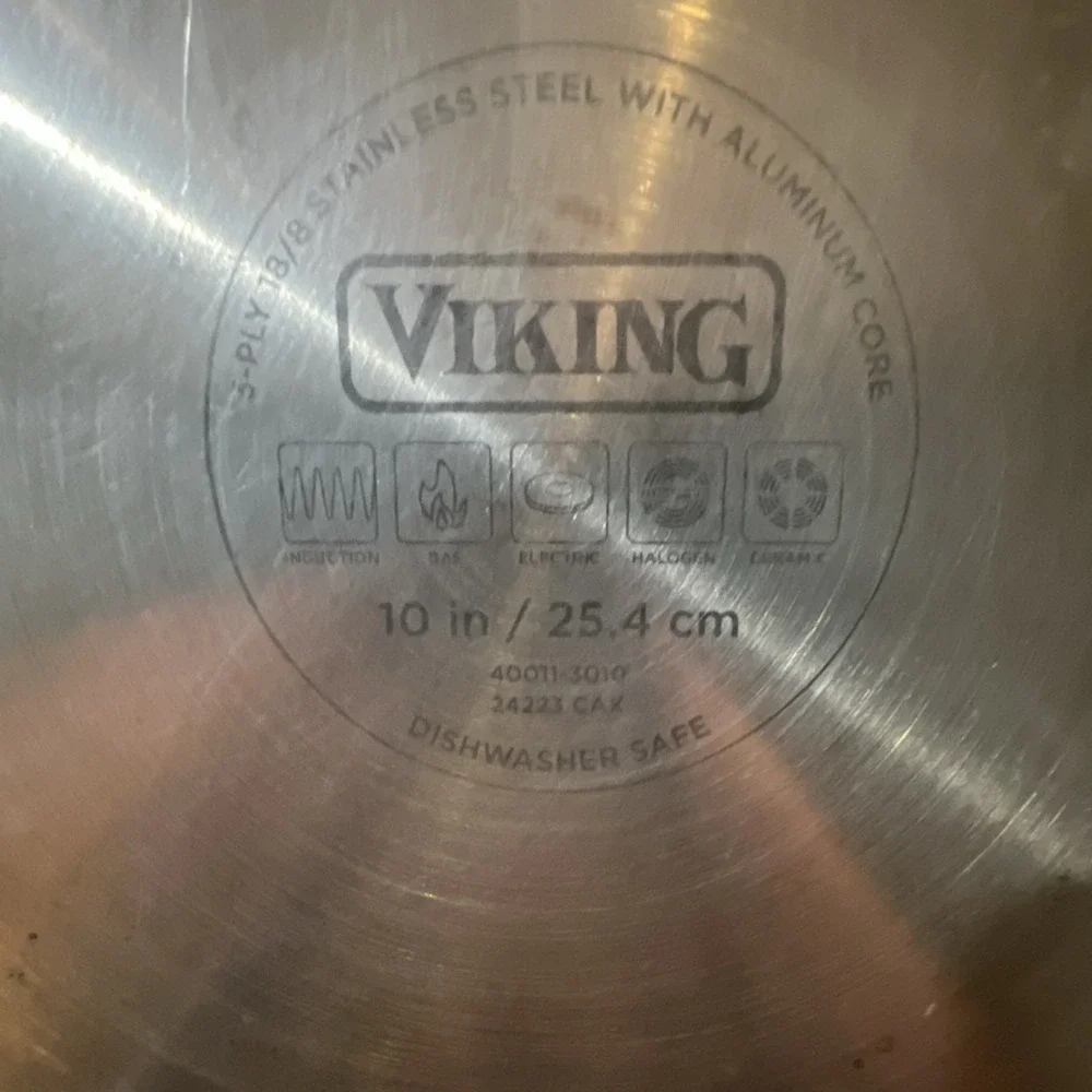 VIKING 10in 3-Ply Stainless Steel Frying Pan Aluminum Core, Dishwasher‎ Safe